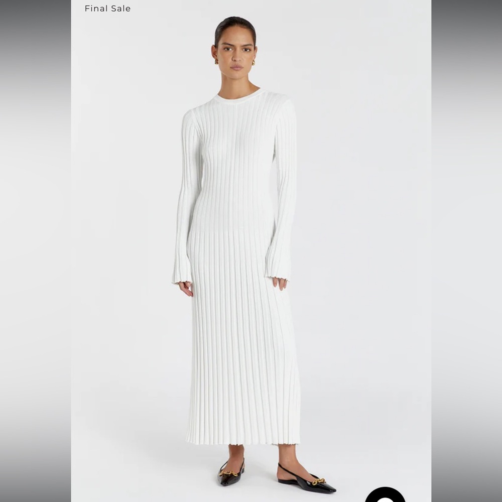 DISSH White Ribbed Long Sleeve Maxi Dress